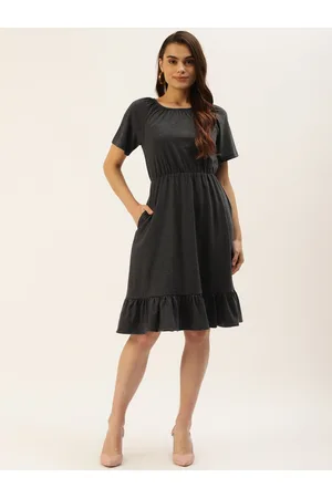 BRINN Charcoal A-Line Midi Dress
