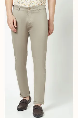 Crimsoune Club Men Textured Flat-Front Urban Slim Fit Chinos Trousers