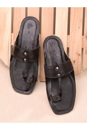 House of Pataudi Men Synthetic Leather Slip-On Sandals