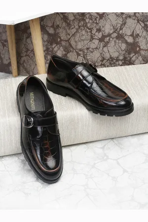 MUTAQINOTI Men Textured Vegan Leather Formal Derbys