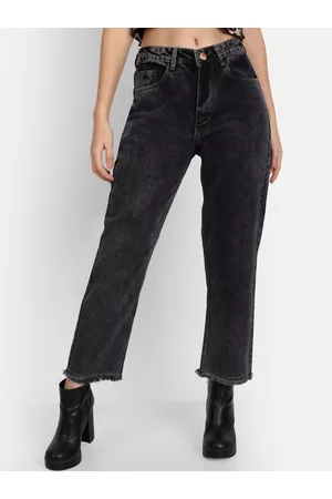 AngelFab Women Jean Straight Fit High-Rise Light Fade Cotton Jeans