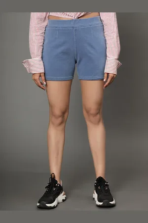 AngelFab Women High-Rise Denim Shorts