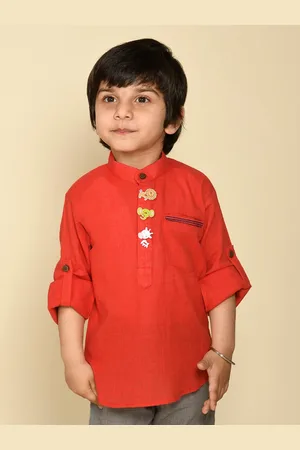 LIL PITAARA Boys Comfort Mandarin Collar Cotton Casual Shirt