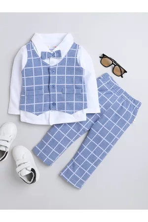 BUMZEE Infants Boys Pure Cotton Shirt with Trousers And Waistcoat