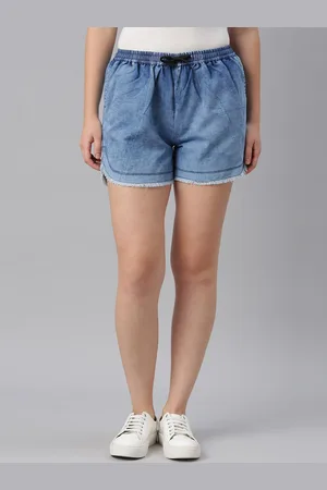 ZHEIA Women Blue Loose Fit Denim Shorts