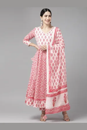Cayman Ethnic Motifs Printed Angrakha Gotta Patti Cotton Kurta with Palazzos & Dupatta