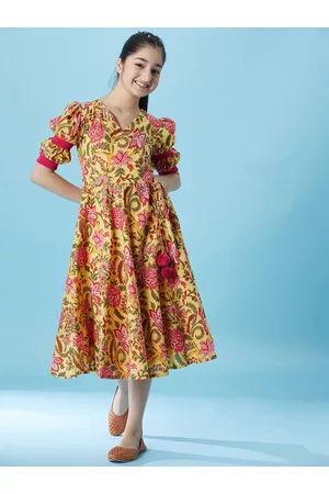 pspeaches Girls Floral Printed A-Line Midi Dress