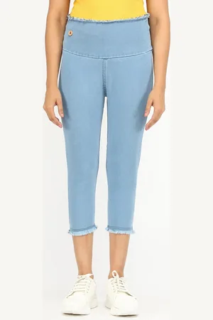 AngelFab Women Skinny Fit Cotton Denim Capris