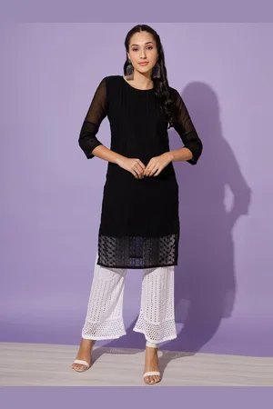 GUFRINA Floral Embroidered Panelled Kurta with Palazzos