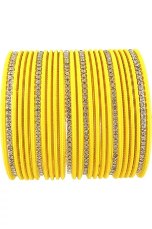 NMII Set Of 26 Zircon Stone-Studded Metal Glossy Finished Bangles