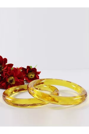 NMII Set Of 2 Diamond Pattern Glossy Finished Kada Bangles