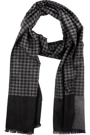 The Tie Hub Men Checked Woolen Scarf With Frayed Border