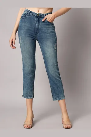 Guti Women Skinny Fit High-Rise Low Distress Heavy Fade Stretchable Jeans