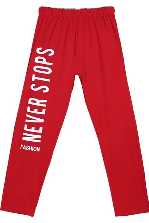 Sweet Angel Boys Red Printed Straight-Fit Pure Cotton Track Pants