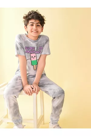 LilPicks Boys Printed Cotton Blend T-shirt With Joggers