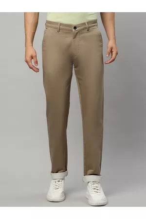 Rodamo Men Khaki Solid Slim Fit Cotton Chinos