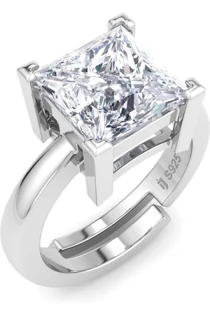 Inddus Women 92.5 Sterling Silver Rhodium Plated CZ Studded Finger Ring