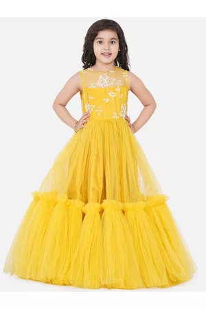 Bhama Girls Floral Embroidered Net Gown