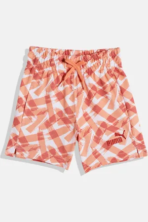 PUMA Girls Abstract Printed High-Rise Relaxed Fit Shorts