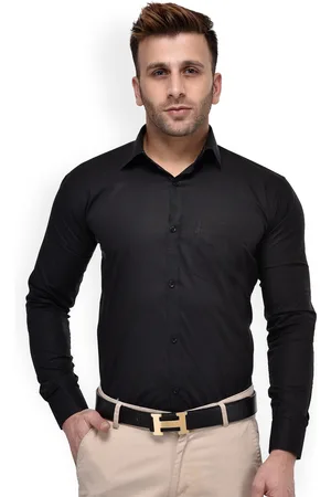 Hangup Men Back Regular Fit Solid Formal Shirt
