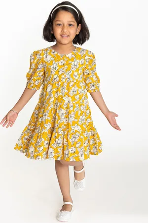 Campana Girls Floral Print Puff Sleeve A-Line Dress