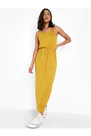 Boohoo Solid Gathered & Pleated Maxi Dress