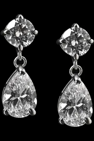 CLARA 925 Sterling Silver Rhodium-Plated Teardrop Shaped Contemporary Drop Earrings