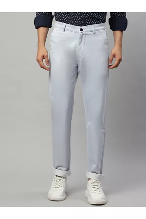 Rodamo Men Blue Solid Slim Fit Regular Trousers