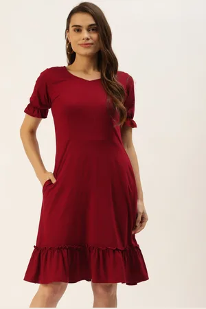 BRINN Maroon A-Line Dress