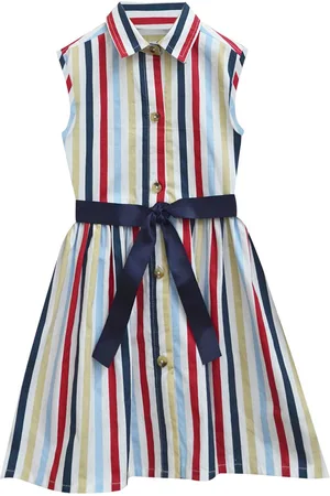 A.T.U.N. A T U N Black & White Striped Sleeveless Pure Cotton Dress
