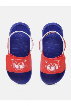 PUMA Kids Brand Logo Printed Sliders with Backstrap