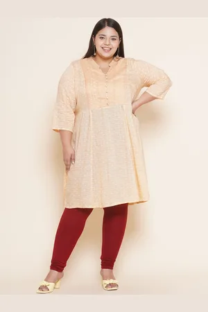 John Pride Plus Size Geometric Printed Modal Pleated Kurti