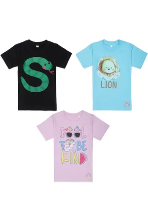 Tossido Kids Mauve & Blue Pack of 3 Printed T-shirt