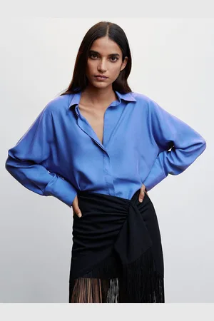 MANGO Women Blue Opaque Casual Shirt