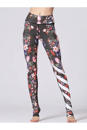 JC Collection Women Floral Printed Ankle-Length Rapid-Dry Gym Tights