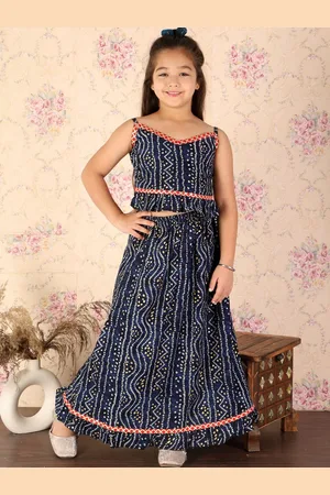 Vastramay Girls Bandhani Printed Ready to Wear Lehenga Choli Set