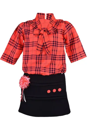 Wish Karo Girls Red Checked Shirt Dress