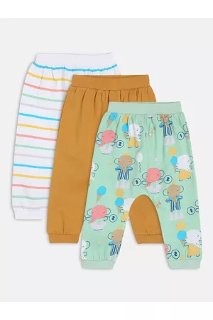 MINI KLUB Infant Boys Pack Of 3 Printed Pure Cotton Joggers