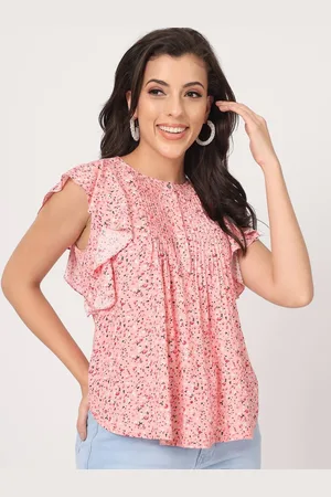 BEATNIK Floral Printed Flutter Sleeves Top