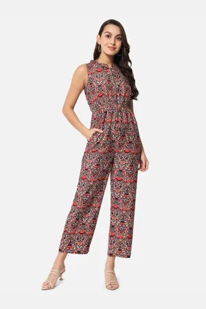 ALL WAYS YOU Mandarin Collar Printed Basic Jumpsuit