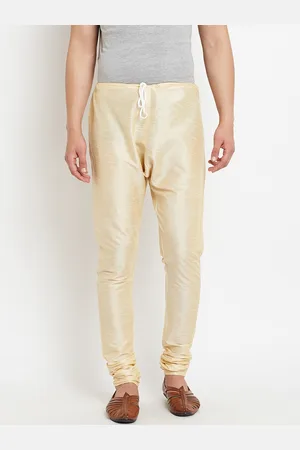 SOJANYA Men Gold-Toned Solid Dupion Silk Pyjama