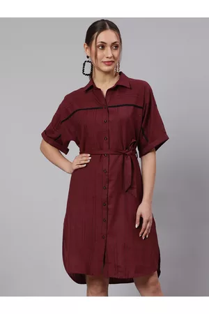 Jaipur Striped Belted Cotton Shirt Dress