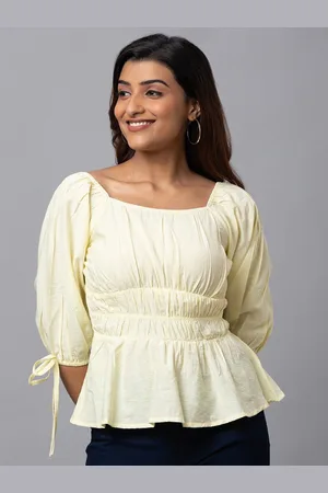 Globus Puff Sleeves Cinched Waist Top