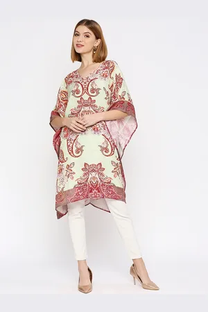 Cloth Haus India Ethnic Motifs Printed Kaftan Linen Kurta