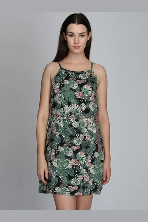 DODO & MOA Women Green Printed A-Line Dress