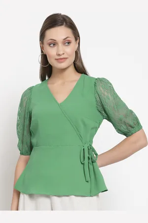 Gipsy Women Green Wrap Top