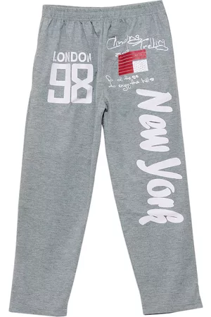 Sweet Angel Girls Grey Melange & White Solid Straight Fit Outdoor Track Pants
