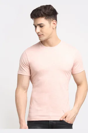 Friskers Men Coral Melange Cotton T-shirt