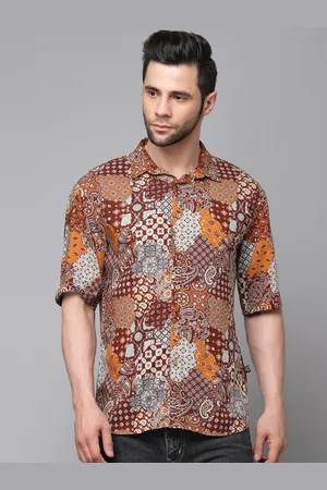 Rigo Men Brown Paisley Printed Drop Shoulder Casual Shirt