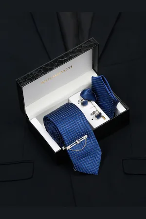 MUTAQINOTI Men Silk Necktie Accessory Gift Set